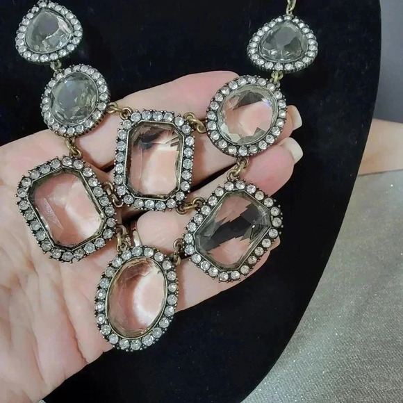 J. Crew Crystal Rectangle, Oval and Teardrop Statement Necklace - Picture 2 of 3